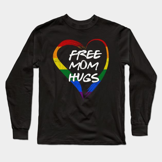 free mom hugs lgbt pride rainbow heart Long Sleeve T-Shirt by Ffree Dad hugs shirt for pride month LGBT